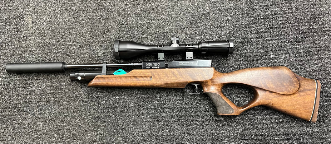 Pre-owned .177 Weihrauch HW100KT Walnut + Hawke 3-9x50 Scope