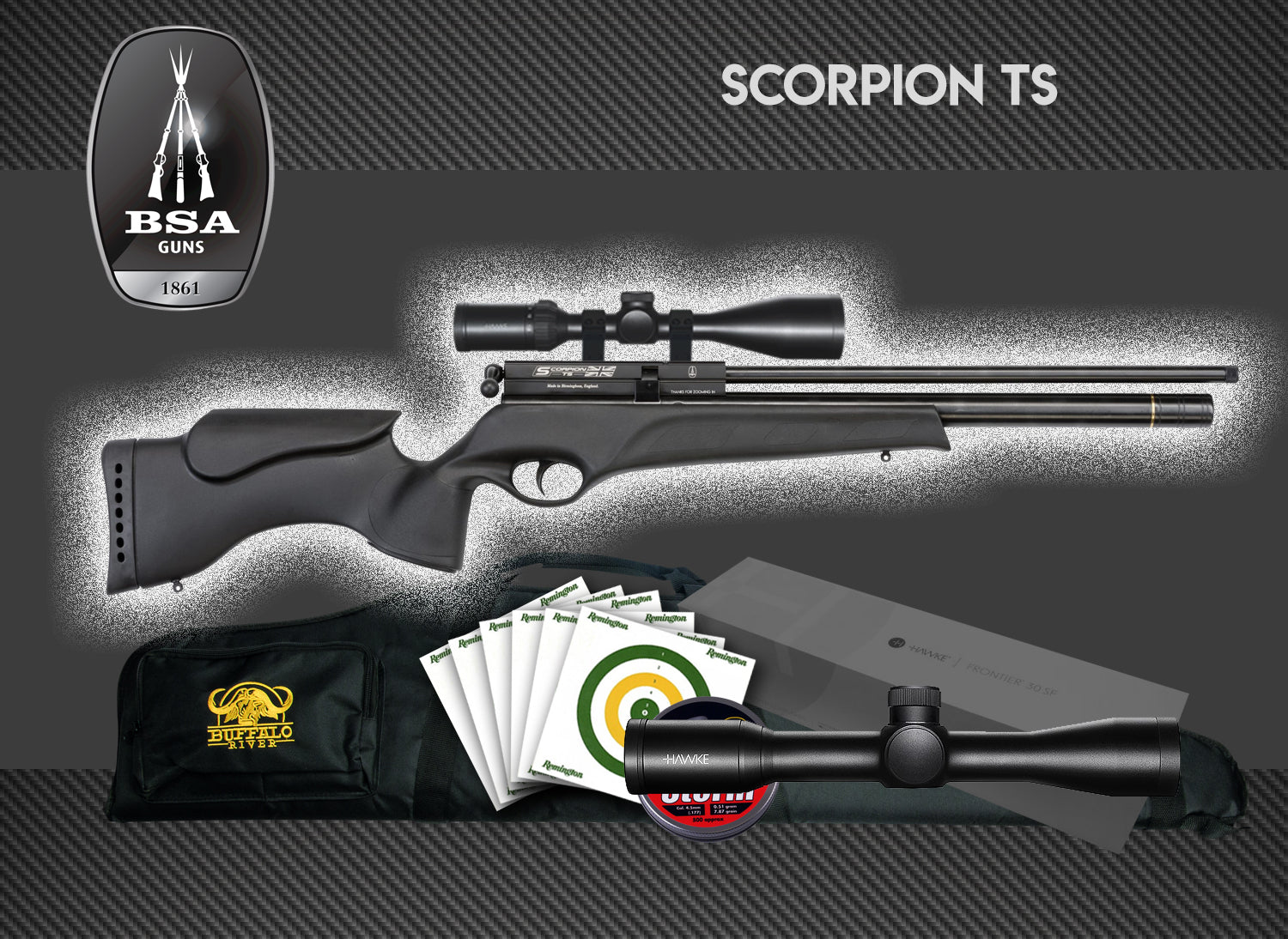 BSA Scorpion TS Tactical Synthetic Multi-Shot PCP Package Deal – Geoff